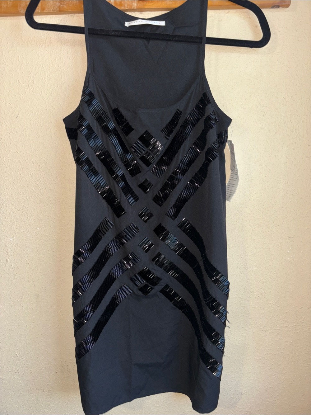 Susana Monaco Black Sequin-Accent Mini Dress